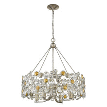 Load image into Gallery viewer, Shaded Four Light Metal And Crystals Dimmable Chandelier With Shades - Silver
