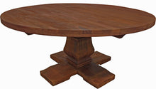 Load image into Gallery viewer, 58" Solid Wood Pedestal Base Round Top Dining Table - Brown