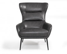 Load image into Gallery viewer, Faux Leather Tufted Wingback Chair - Dark Gray And Black