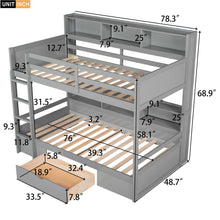 Load image into Gallery viewer, Twin Size Bunk Bed With Built-In Shelves Beside Both Upper And Down Bed And Storage Drawer