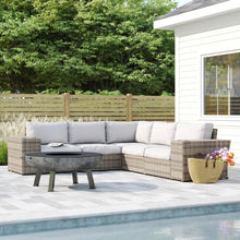 Load image into Gallery viewer, Wide Outdoor Wicker Patio Sectional With Cushions & Reversible Design - Gray