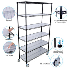 Load image into Gallery viewer, 6 Tier 6000Lbs Capacity Nsf Metal Shelf Wire Shelving Unit, Heavy Duty Adjustable Storage Rack With Wheels & Shelf Liners For Commercial Grade Utility Steel Storage Rack