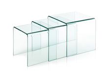 Load image into Gallery viewer, Clear Glass Solid Nested Coffee Tables (Set of 3) - Pearl Silver