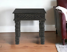 Load image into Gallery viewer, 24" Distressed Solid Wood Square End Table - Black