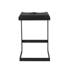Load image into Gallery viewer, Solid Wood And Metal Backless Counter Height Bar Chair - Black