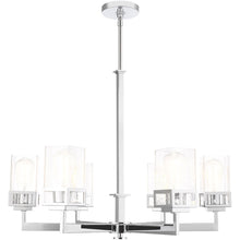 Load image into Gallery viewer, 30" Six Light Dimmable Chandelier With Shades - Silver