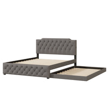 Load image into Gallery viewer, Upholstered Platform Bed With Trundle And 2 Sets Of USB Ports On Each Side, Fabric