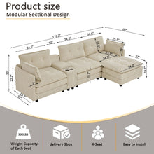Load image into Gallery viewer, Oversized Modular Sectional Sofa With Multi Functional Console