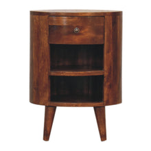 Load image into Gallery viewer, 22" Solid Wood Oval One Drawer Nightstand - Chestnut