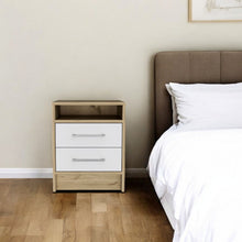 Load image into Gallery viewer, Sophisticated And Stylish Nightstand - White And Light Oak