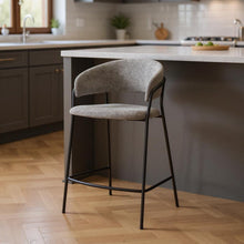 Load image into Gallery viewer, Fabric And Metal Counter Height Bar Chair - Gray / Black