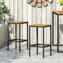 Load image into Gallery viewer, Outdoor Bar Stool With Slat Design And Metal Frame (Set of 2)