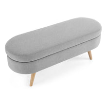 Load image into Gallery viewer, Ottoman Oval Storage Bench With Rubber Wood Legs Linen - Gray