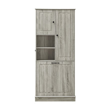 Load image into Gallery viewer, Modern Tall Storage Cabinet With Adjustable Shelves, Flip-Out Basket & Enclosed Doors