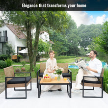 Load image into Gallery viewer, 4 Piece Patio Furniture Set With Acacia Wood Table Top And Cushions