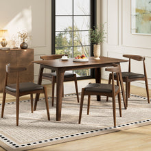 Load image into Gallery viewer, 5 Piece Dining Set With 1 Table And 4 Upholstered Chairs - Brown / Walnut