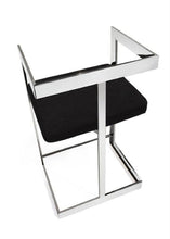 Load image into Gallery viewer, Velvet And Stainless Steel Low Back Counter Height Bar Chair - Black And Silver