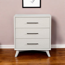 Load image into Gallery viewer, 34" Carved Geometric Solid Wood Three Drawer Dresser - White