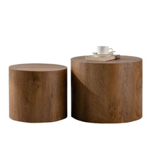 Load image into Gallery viewer, Round Nesting Coffee Table For Small Living Room (Set of 2) - Brown / Wood