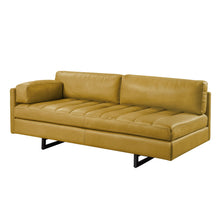 Load image into Gallery viewer, Top Grain Leather Sofa With Black Legs - Mustard