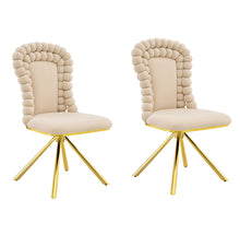 Load image into Gallery viewer, Velvet Metal Partially Open Back Dining Side Chairs (Set of 2) - Beige / Gold