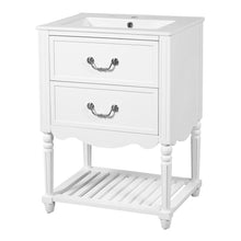 Load image into Gallery viewer, Wave Design Bathroom Vanity With Sink, 2 Drawers And Open Shelf
