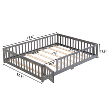 Load image into Gallery viewer, Solid Wood Floor Bed With Door And Fence For Children