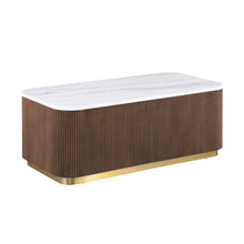 Load image into Gallery viewer, 3 Piece Table Set (Rectangle Cocktail Table And Two Square End Tables) - Brown / Gold / White