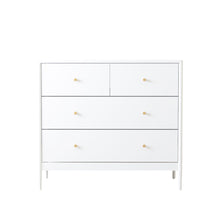Load image into Gallery viewer, 4 Drawer Kids Dresser With Antique Brass Pulls - White