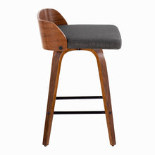 Load image into Gallery viewer, Maya - Mid Century Modern Fixed Height Counter Stool With Swivel And Square Footrest (Set of 2)