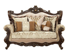 Load image into Gallery viewer, Damask Loveseat And Toss Pillows - Beige / Brown