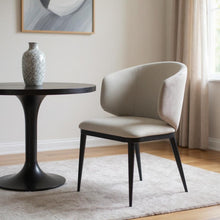 Load image into Gallery viewer, Upholstered Faux Leather Wing Back Dining Arm Chair - Beige