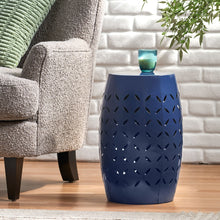 Load image into Gallery viewer, Outdoor Lace Cut Side Table - Navy Blue