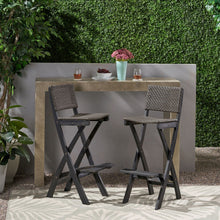 Load image into Gallery viewer, Outdoor Folding Acacia Wood Barstools With Rattan Backrest And Seat
