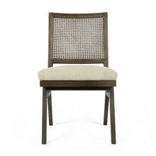 Load image into Gallery viewer, Wood Cane Upholstery Dining Side Chairs (Set of 2) - Brown / Gray