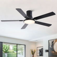 Load image into Gallery viewer, Flush Mount Ceiling Fans With LED Light And Remote Control, 5 Blades