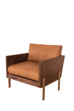 Load image into Gallery viewer, Top Grain Leather And Gold Arm Chair - Carmel Brown