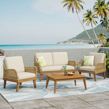 Load image into Gallery viewer, Hueber - Outdoor And Rope 4 Seater Chat Set With Cushions - Teak