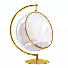 Load image into Gallery viewer, Faux Leather Balloon Chair - White And Gold