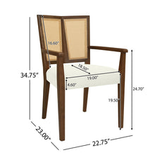 Load image into Gallery viewer, Mid Century Modern Arm Dining Chairs With Rattan Backrest