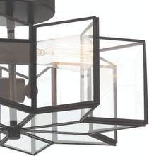 Load image into Gallery viewer, Unique Statement Two Light Metal Dimmable Flush Chandelier With Shades - Black
