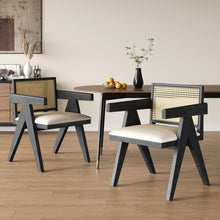 Load image into Gallery viewer, Chandigarh Farmhouse Style Cane Upholstered Dining Chairs (Set of 2)