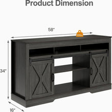 Load image into Gallery viewer, Farmhouse TV Stand With Sliding Barn Doors & Adjustable Storage