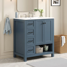 Load image into Gallery viewer, Bathroom Vanity With Sink Top, Bathroom Vanity Cabinet With 2 Doors And 2 Drawers, Open Shelf