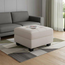 Load image into Gallery viewer, 26" Velvet Tufted Storage Ottoman - Beige / Black