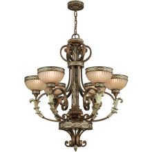 Load image into Gallery viewer, 35" Six Light Metal Dimmable Chandelier With Shades - Bronze