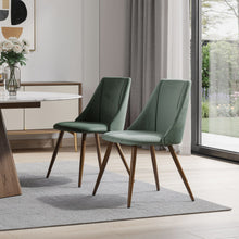 Load image into Gallery viewer, Velvet Steel Dining Side Chairs (Set of 2) - Green / Brown