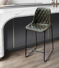 Load image into Gallery viewer, Leather Counter Height Bar Chair With Footrest 38" - Green And Black