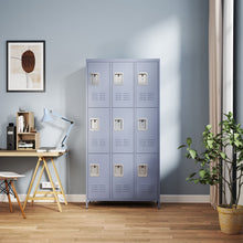 Load image into Gallery viewer, 9 Door Lockers With Lock For Storage In Office, School, Gym, And Bedroom - Gray