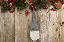 Load image into Gallery viewer, Fabric Christmas Standing Gnome Tabletop Sculpture - Gray